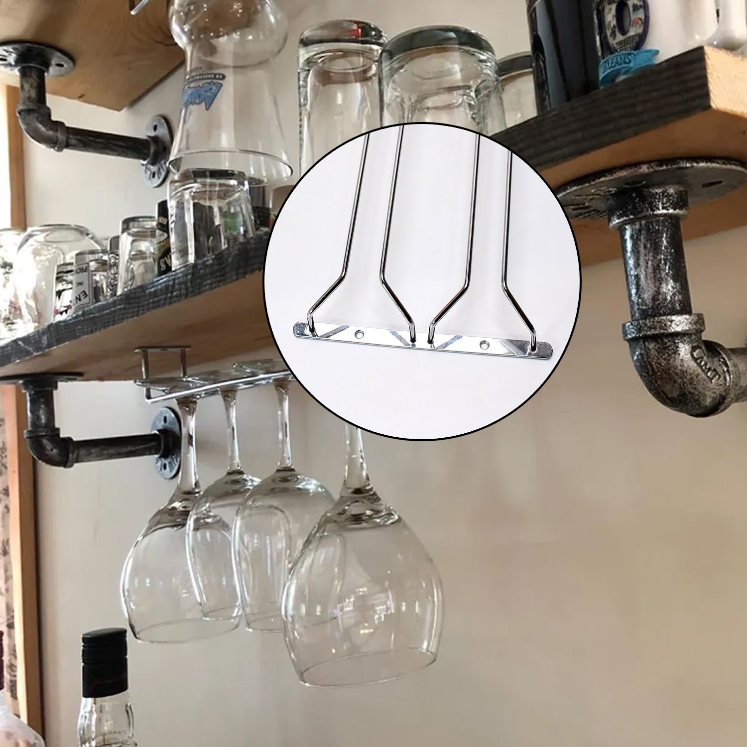 5266 Wine Glass Holder Hanging Drinking Glasses Stemware Rack Under Cabinet Storage Organizer Double Row For Baar & cafes Use DeoDap 5266 Wine Glass Holder Hanging Drinking Glasses Stemware Rack Under Cabinet Storage Organizer Double Row For Baar & cafes Use DeoDap